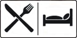 Grafik mit Gabel und Messer sowie einem Bett
