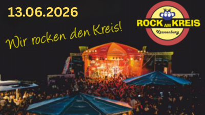 Flyer der Veranstaltung Rock am Kreis mit Abbildung von Bühne und Publikum (Foto: Rock am Kreis Kranenburg 2012 e.V.)